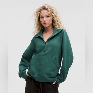 NWT Lululemon Scuba Oversized Half-Zip Funnel Neck Silver Zip Storm Teal XS/S